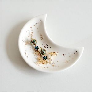Astrology Star Moon Jewelry Trinket Ring Dish Ceramic Glass Holder Key Ashtray
